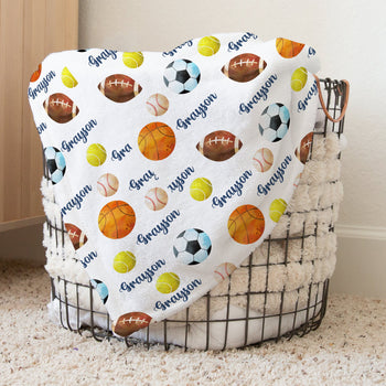 Personalized Sports Baby Name Blanket