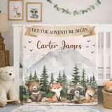 Personalized Woodland Animals Blanket - Let the Adventure Begin