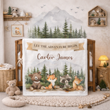Personalized Woodland Animals Blanket - Let the Adventure Begin
