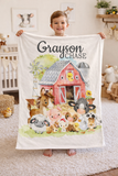 Personalized Farm Animals Baby Blanket