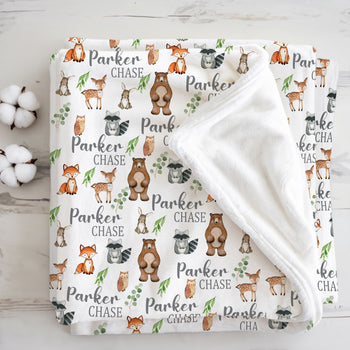 Personalized Woodland Animals Blanket