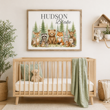 Personalized Woodland Animals Nursery Name Sign Wall Art Print