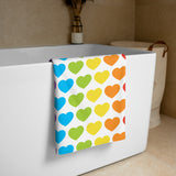 Rainbow Hearts Kids Shower Curtain, Bath Mat Towel S175