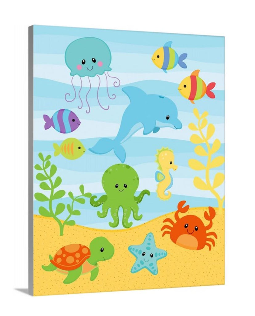 Sea Animals Boy Nursery Wall Art CANVAS C973