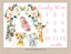 Safari Animals Floral Girl Milestone Blanket, Blush Pink Flowers Personalized Newborn Baby Shower Gift B1462