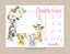 Safari Animals Floral Girl Milestone Blanket, Blush Pink Flowers Personalized Newborn Baby Shower Gift B1317