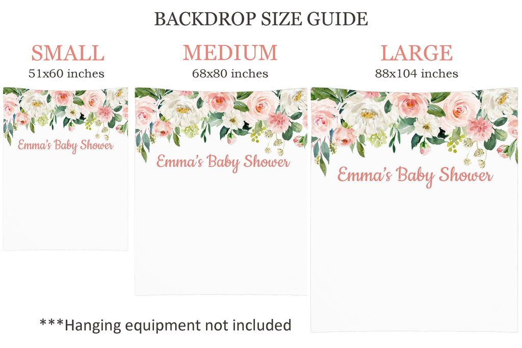 Floral Baby Shower Backdrop with Blush Pink Coral Flowers D101