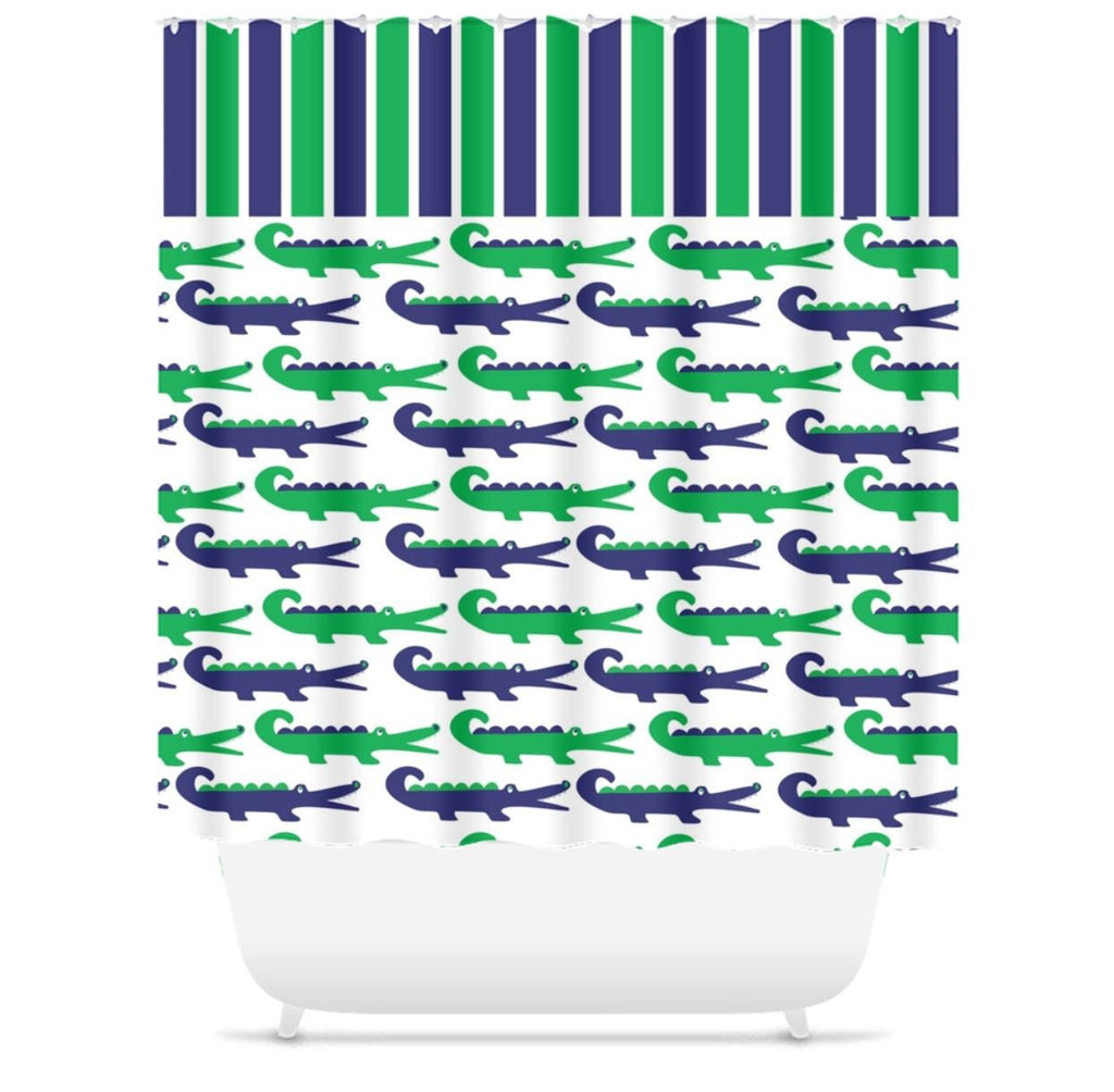 Alligator Shower Curtain Green Navy Alligator Bathroom Decor Custom Al –  Sweet Blooms Decor