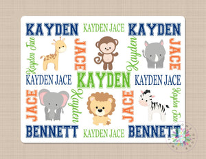 Animals Baby Blanket Safari Baby Boy Blanket Peronalized Monogram Baby Blanket Elephant Lion Monkey Giraffe Blanket Baby B366-Sweet Blooms Decor