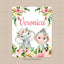 Animals Baby Girl Name Blanket Blush Pink Coral Floral Safari Monogram Flowers Baby Shower Gift Bedding B1013