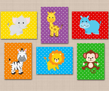 Animals Nursery Wall Art Jungle Nursery Decor Safari Nursery Decor Monkey Lion Giraffe Elephant Hippo Zebra Kids Neutral Boy Girl C435-Sweet Blooms Decor
