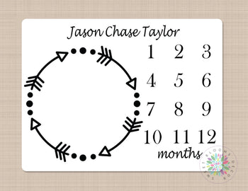 Arrows Milestone Blanket Arrows Blanket Monthly Personalized Woodland Arrows Months Baby Name Monthly Growth Tracker Baby Shower Gift B157