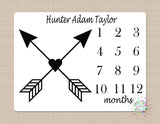 Arrows Milestone Blanket Arrows Blanket Monthly Personalized Woodland Arrows Months Baby Name Monthly Growth Tracker Baby Shower Gift B158