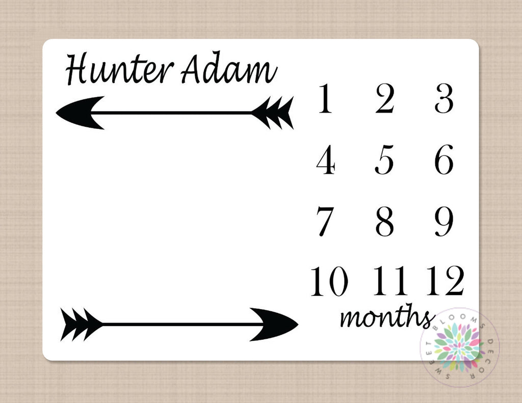 Arrows Milestone Blanket Arrows Blanket Monthly Personalized Woodland Arrows Months Baby Name Monthly Growth Tracker Baby Shower Gift B159