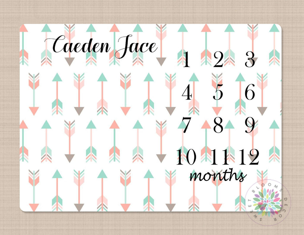 Arrows Milestone Blanket Arrows Blanket Monthly Personalized Woodland Arrows Months Baby Name Monthly Growth Tracker Baby Shower Gift B210