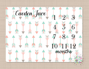 Arrows Milestone Blanket Arrows Blanket Monthly Personalized Woodland Arrows Months Baby Name Monthly Growth Tracker Baby Shower Gift B210