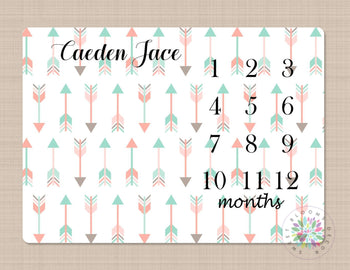 Arrows Milestone Blanket Arrows Blanket Monthly Personalized Woodland Arrows Months Baby Name Monthly Growth Tracker Baby Shower Gift B210