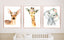 Animals Girl Nursery Wall Art Elephant Deer Giraffe with Blush Pink Flowers  C988