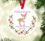 Baby Christmas Ornament Deer Personalized Floral Baby Girl 1st First Christmas Woodland Shower Gift New Baby Holiday floral Flowers 152