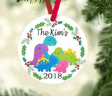 Baby Christmas Ornament Dinosaur Family Personalized Baby Boy Girl 1st First Christmas Baby Shower Gift New Baby Birthday Gift 159