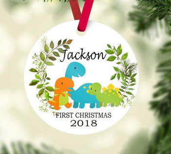 Baby Christmas Ornament Dinosaur Personalized Baby Boy 1st First Christmas Baby Shower Gift New Baby Birthday Gift 155