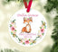 Baby Christmas Ornament Fox Personalized Floral Baby Girl 1st First Christmas Woodland Shower Gift New Baby Holiday floral Flowers 102