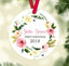 Baby Girl Christmas Ornament Personalized Floral Wreath Baby Girl 1st First Christmas Baby Shower Gift New Baby Holiday Ornament Flowers