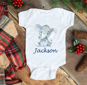 Baby One Piece Bodysuit Elephant Personalized Baby Boy Outfit Baby Shower Gift Newborn Infant One-Piece Body Suit Baby Clothes 115-BODY SUITS & T-SHIRTS-Sweet Blooms Decor