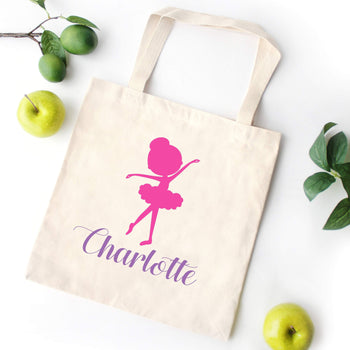 Ballerina Dancer TOTE BAG Personalized Kids Canvas School Bag Custom Preschool Daycare Toddler Girl Beach Tote Bag Birthday Gift T111-Sweet Blooms Decor