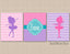 Ballerina Wall Art Pink Purple Teal Ballerina Bedroom Decor Dancers Chevron Polkadots Sister Twins Monogram  UNFRAMED  C382