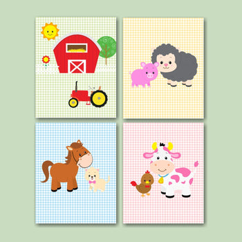 Barnyard Nursery Wall Art,Farm Animals Nursery Wall Art,Farm Animals Nursery Decor,BabyFad Wall Art,Cow Sheep Chick Baby Shower C159-Sweet Blooms Decor