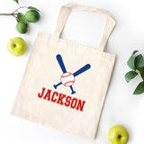 Baseball Tote BagRed Blue Personalized Kids Canvas School Bag Custom Preschool Daycare Toddler Beach Totebag Birthday Gift Library T133-Sweet Blooms Decor