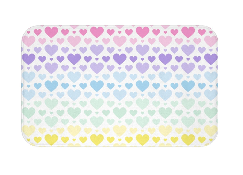 Rainbow Hearts Kids Shower Curtain Bath Mat Towel S164