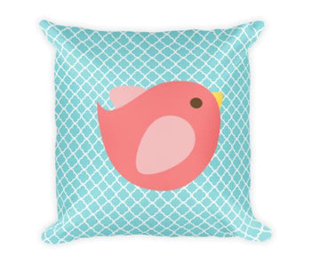Bird Pillow Orange Coral Teal Nursery Pillow Peanut Shell Mila Bedroom Decor Bird Nursery Decor Bird Room Decor Decorative Pillow Bedding-Sweet Blooms Decor