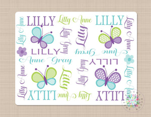 Butterflies Baby Blanket Purple Teal Butterflies Monogram Baby Blanket Butterflies Blanket Butterflies Baby Bedding Baby Shower Gift Art