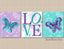 Butterflies Flowers Nursery Wall Art Lavender Purple Teal Dandelion Nursery Wall Decor Butterflies Girl Room Floral  C565