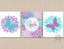 Butterflies Flowers Nursery Wall Art Purple Teal Aqua ButterflyFloral Girl bedroom DecorName Monogram UNFRAMED