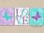 Butterflies Nursery Wall Art Lavender Purple Teal Dandelion Flowers Love Girl Bedroom Decor Floral Bathroom Butterfly C456