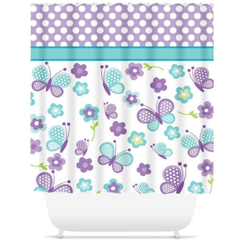 Butterflies Shower Curtain Purple Teal Butteflies Shower Curtain Butterflies Flowers Bathroom Decor Girl Shower Curtain Towel Mat S1115