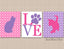 Cats Wall Art Kittens Nursery Decor Pink Purple Love Paws Hearts Kittens Bedroom Decor Birthday Gift  C533