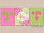 Cheerleader Wall Art Girl Bedroom Decor Pink Line Greem Floral Flowers  Name Monogram   C112