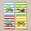 Construction Kids Wall Art Red Blue Green Oarnge Stripes Dump Trucks Tractor Mixer Digger Boy Bedroom Decor Playroom  C114