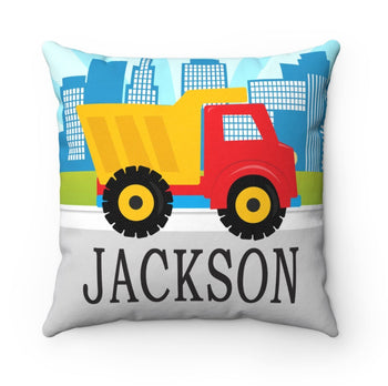 Construction Trucks Throw Pillow Kids Pillow Boy Bedroom Decor Dump Truck Monogram Name Nursery Decor Kids Decorative Pillow P165-Sweet Blooms Decor