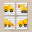 Construction Trucks Wall Art Kids Room Nursery Decor Yellow Gray Orange Stripes Digger Mixer Dump Truck E xcavator  C844