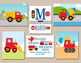 Construction Wall Art Trucks Wall Art Transportaion Wall Art Dump Trucks Mixer Digger Excavator Road Signs Wall Art Name Monogram C557-Sweet Blooms Decor