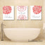 Coral Bathroom Decor,Coral Gray Bathroom Wall Art,Coral Gray Floral Wall Art,Orange Bathroom Decor,Modern Bathroom Decor PRINTS or CANVAS