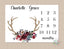 Deer Antler Girl Milestone Blanket Floral Red Burgundy Magenta Boho Flowers Bohemian Newborn Baby Girl Floral Baby Shower Gift B504