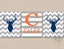 Deer Antlers Nursery Wall Art Navy Blue Gray Orange Deer Boy Bedroom Decor Chevron Stripes Name Monogram UNFRAMED  C122