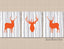 Deer Nursery Decor Antlers Wall Art Orange Gray Birch Trees Deer Antler Baby Shower Gift Woodland Modern Simple  C608