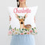 Deer Nursery Pillow with Blush Pink Flowers P264